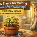 Indoor plant wilting even after watering in a living room setting