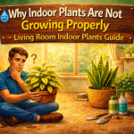 Healthy indoor plants growing well in a living room with proper care routine